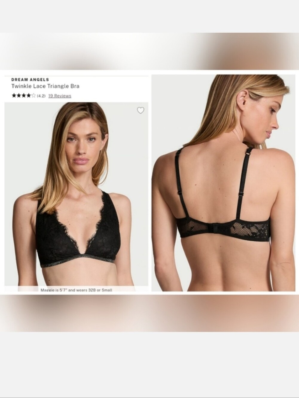 Victoria's Secret Very Sexy Dream Angels Twinkle Lace Shine Triangle Bra XLARGE